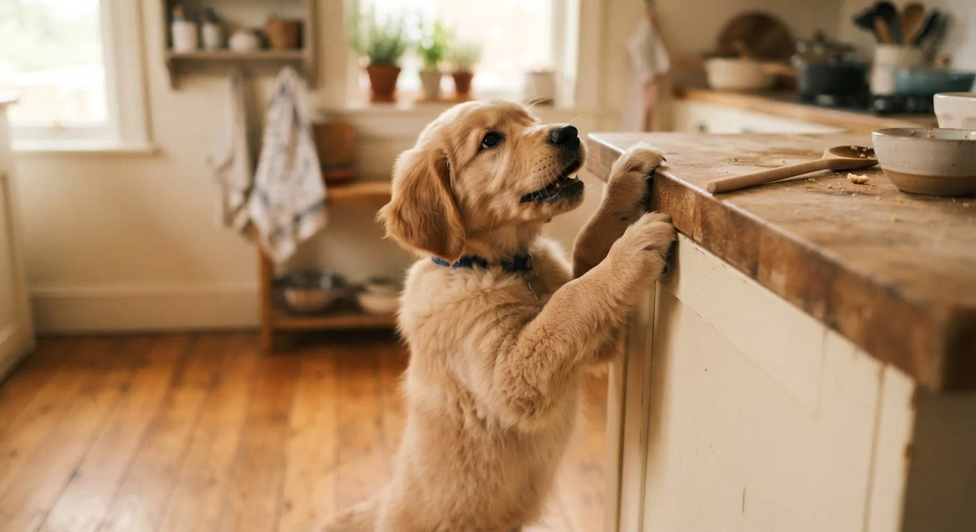 Counter Surfing, Jumping Up, and Mouthing: Understanding Why Young Dogs Do These Things