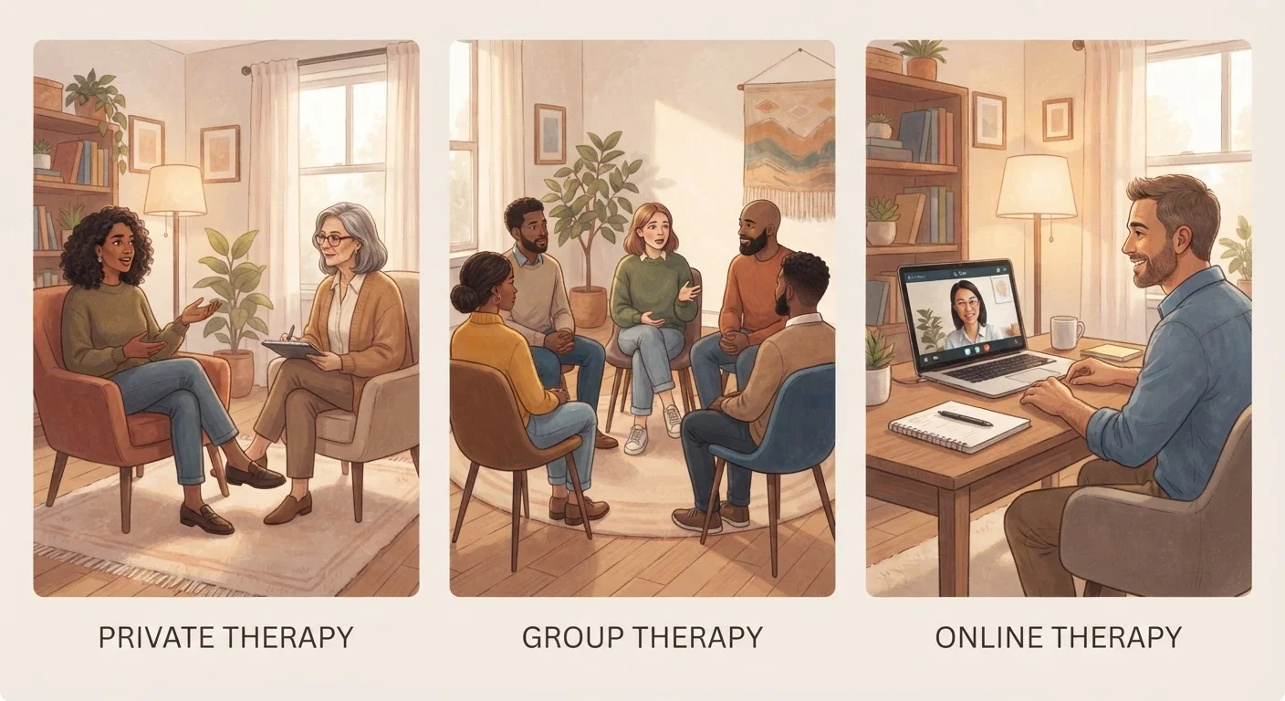 Therapy Formats Compared: Individual, Group, and Online Sessions